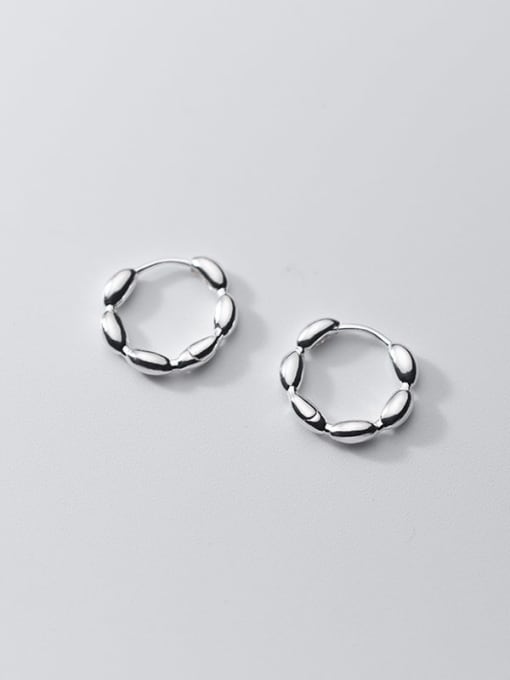 Rosh 925 Sterling Silver Smotth Geometric Minimalist Huggie Earring 0