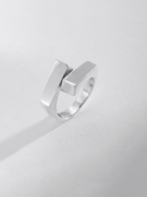 Silver Staggered Cross Ring 925 Sterling Silver Geometric Minimalist Band Ring