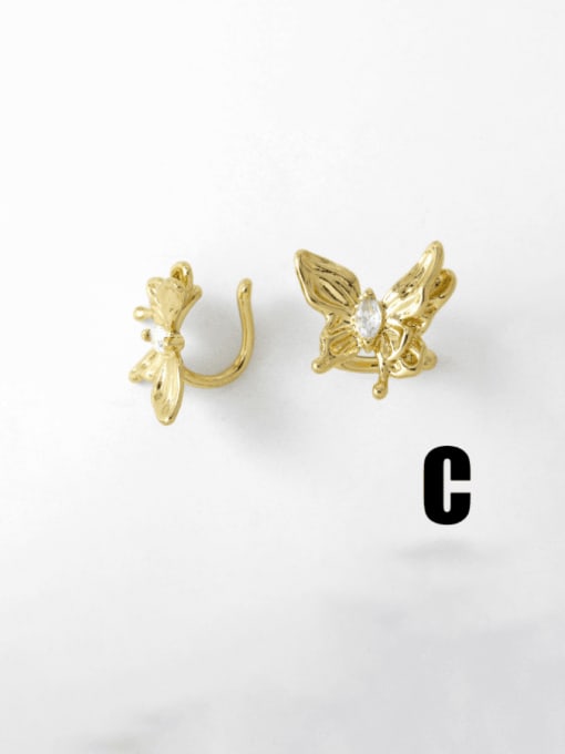 C Brass Cubic Zirconia Butterfly Trend Clip Earring