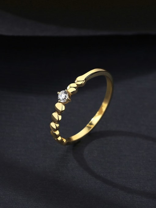 14K 13I02 gold 925 Sterling Silver Rhinestone Geometric Minimalist Band Ring