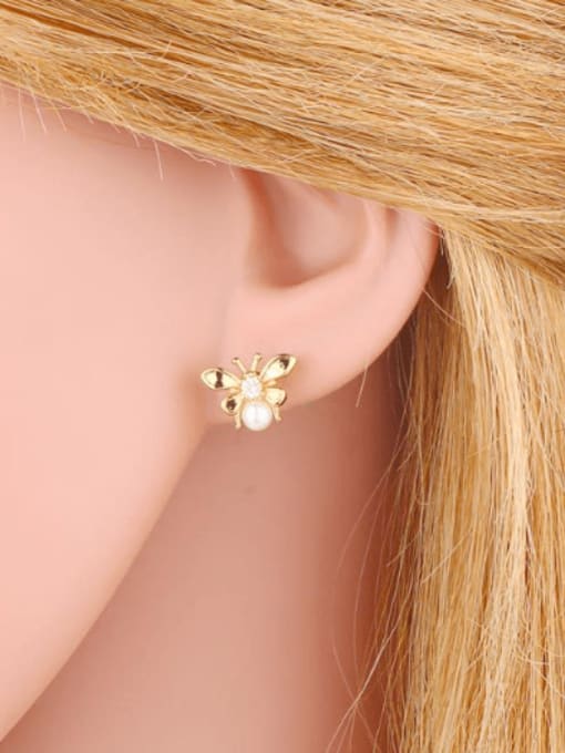 CC Brass Cubic Zirconia Heart Cute Stud Earring 1