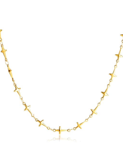 2238 gold Titanium Steel Cross Minimalist Regligious Necklace