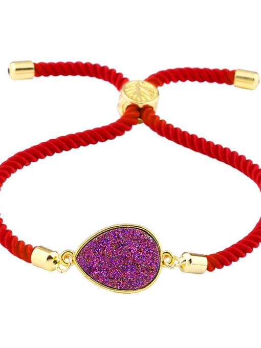 Red rope color Leather Geometric Minimalist Adjustable Bracelet