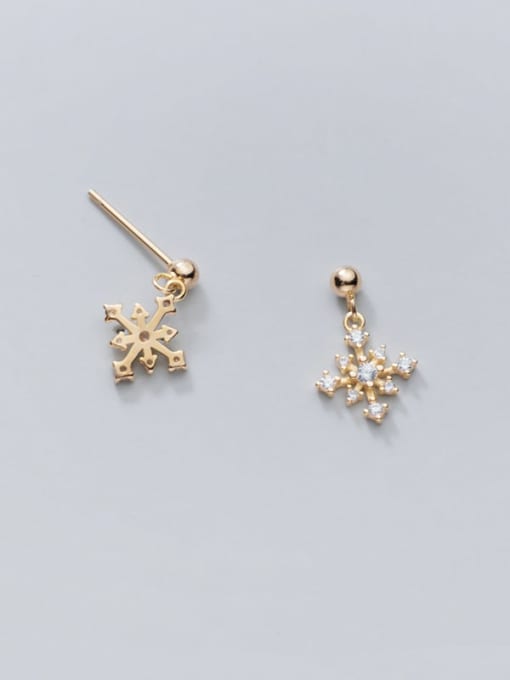 Rosh 925 Sterling Silver Cubic Zirconia Cross Dainty Snowflake Drop Earring 3