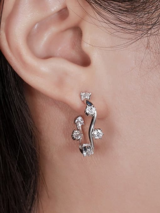 RINNTIN 925 Sterling Silver Cubic Zirconia Geometric Minimalist Stud Earring 1