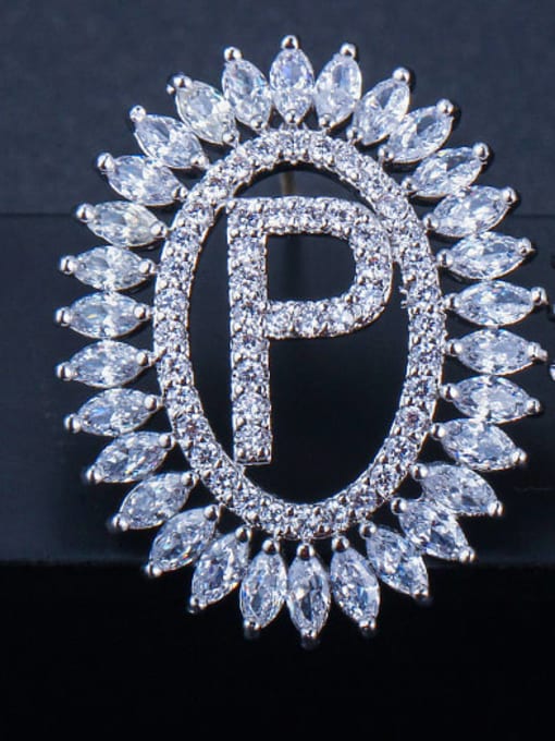 The letter P Brass Cubic Zirconia Letter Luxury Stud Earring
