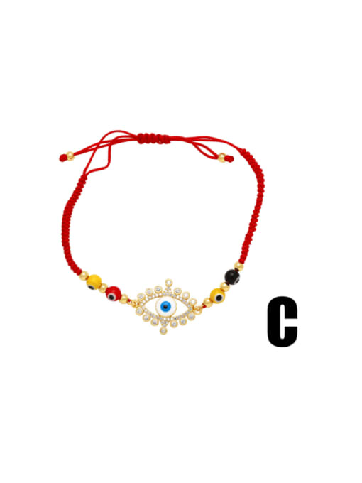 CC Brass Cubic Zirconia Evil Eye Hip Hop Handmade Weave Bracelet 3