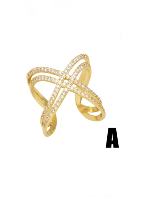 A Brass Cubic Zirconia Cross Hip Hop Band Ring