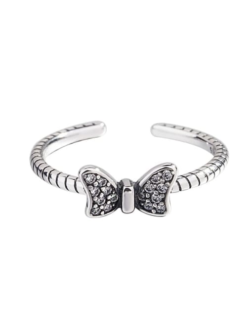 HAHN 925 Sterling Silver Cubic Zirconia Butterfly Vintage Band Ring 0