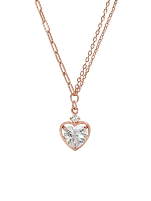 DAKA 925 Sterling Silver Cubic Zirconia Heart Minimalist Necklace 4