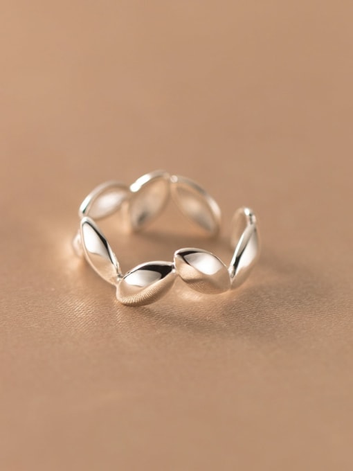 Rosh 925 Sterling Silver Leaf Minimalist Band Ring 0