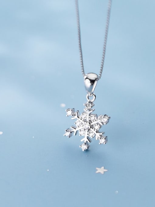 Rosh 925 Sterling Silver Simple snowflake diamond pendant(only Pendant) 1