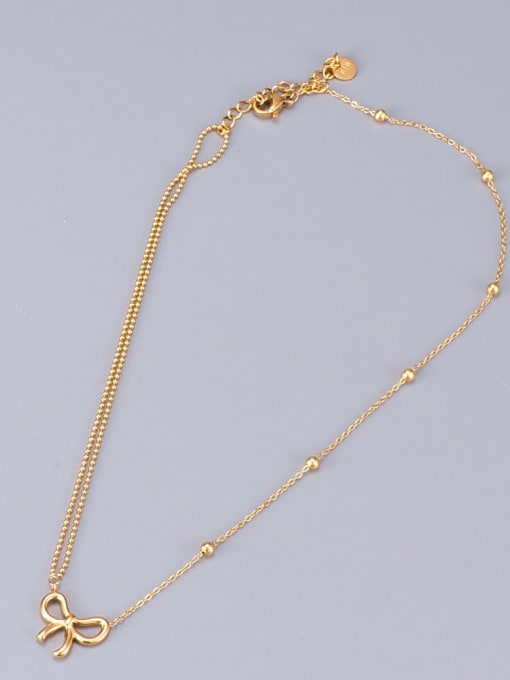 A TEEM Titanium Bowknot Minimalist Multi Strand Necklace 3
