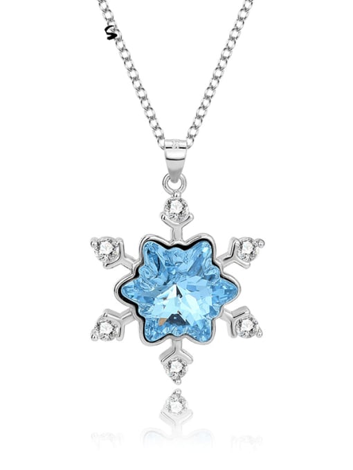 BC-Swarovski Elements 925 Sterling Silver Austrian Crystal Flower Dainty Necklace 0