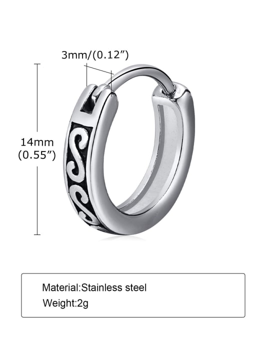 Single EH 498 Stainless steel Geometric Hip Hop Single Earring