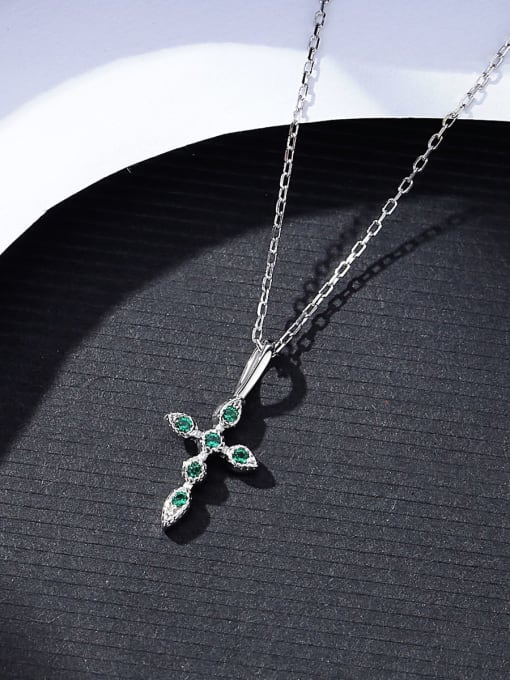 CCUI 925 Sterling Silver Cubic Zirconia Cross Dainty Necklace 2