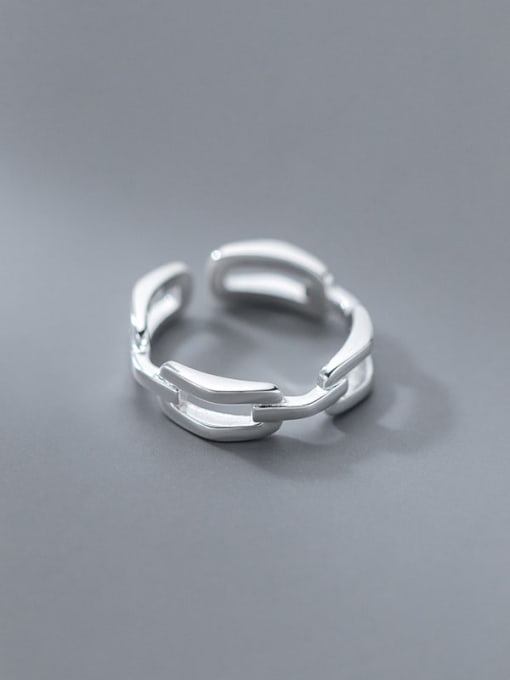 Rosh 925 Sterling Silver Hollow Geometric Minimalist Band Ring 2