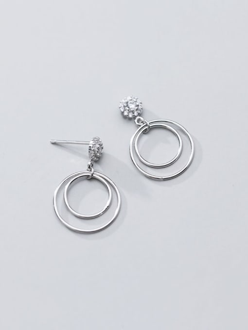Rosh 925 Sterling Silver Hollow Round Minimalist Drop Earring 2