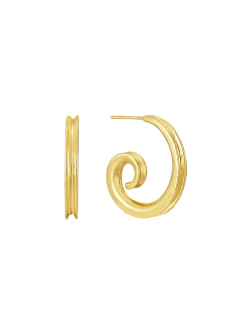 Gold spiral pattern earrings Brass Geometric Minimalist Drop Earring