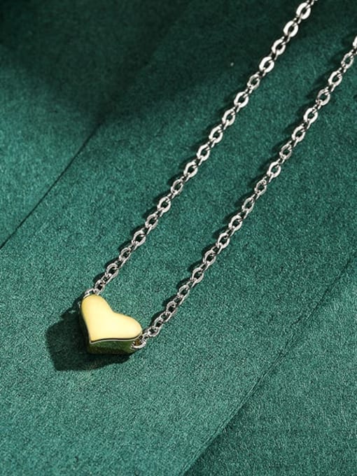 MODN 925 Sterling Silver Minimalist Heart  Pendant Necklace 3