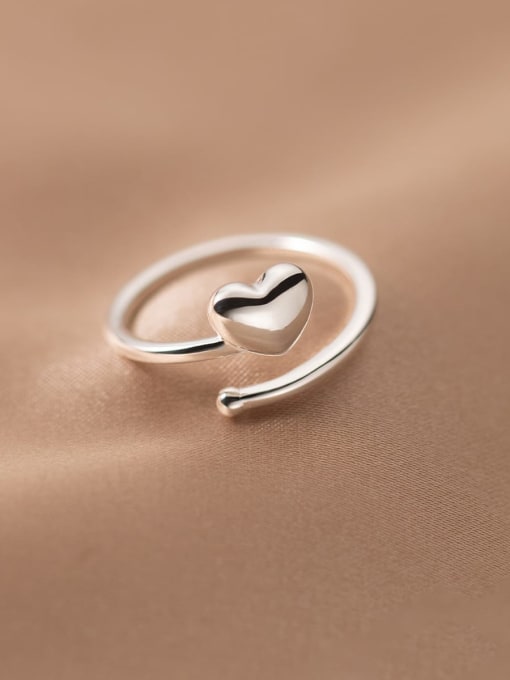 Rosh 925 Sterling Silver Heart Minimalist Band Ring 1