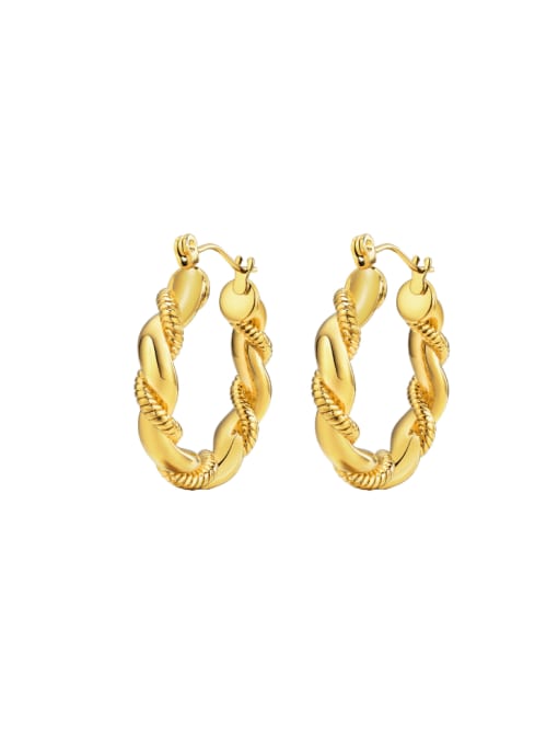 Golden pair Stainless steel Geometric Hip Hop Huggie Earring