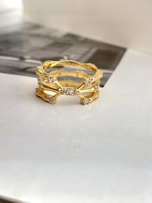 LI MUMU Brass Rhinestone Geometric Minimalist Stackable Ring 1