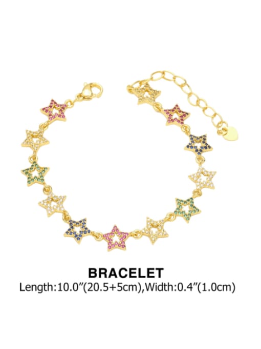 Bracelet Brass Cubic Zirconia Vintage Pentagram Bracelet and Necklace Set
