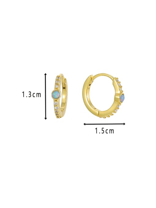 Gold Opal Zircon Earrings Brass Cubic Zirconia Geometric Minimalist Huggie Earring