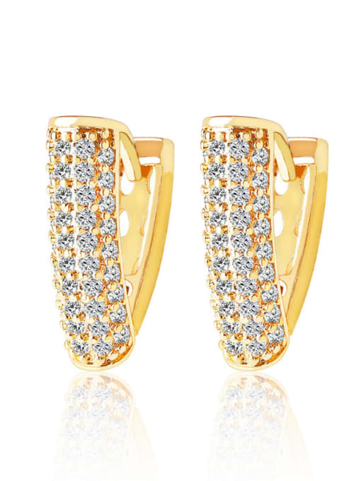 DUDU Brass Rhinestone Geometric Luxury Huggie Earring 0