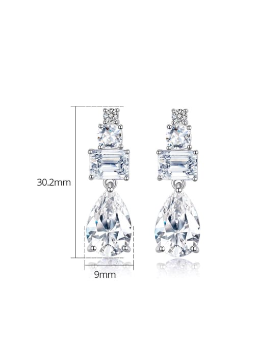 BLING SU Brass Cubic Zirconia Water Drop Luxury Cluster Earring 2