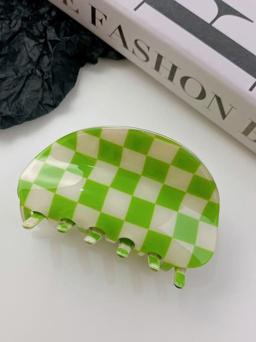 Green white grid 8.7cm PVC Minimalist Irregular Alloy Multi Color Jaw Hair Claw