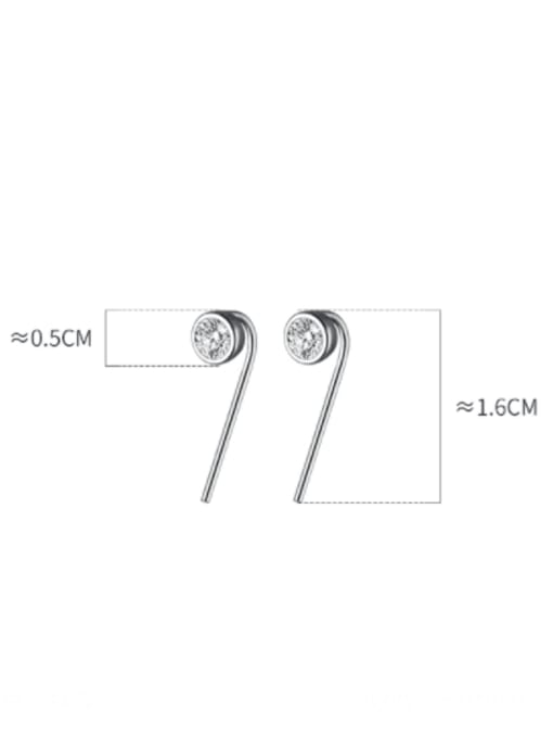 Rosh 925 Sterling Silver Rhinestone Round Minimalist Hook Earring 2