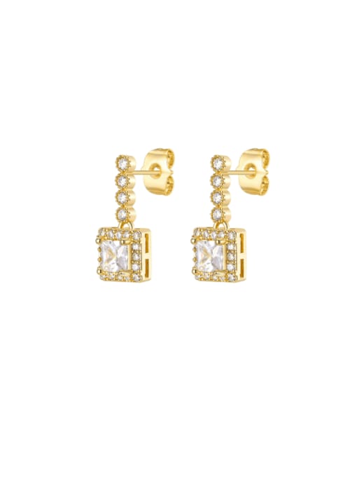 golden Stainless steel Cubic Zirconia Geometric Minimalist Cluster Earring