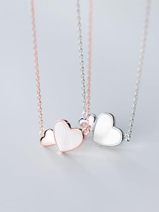 Rosh 925 Sterling Silver Shell  Heart Minimalist Necklace 2