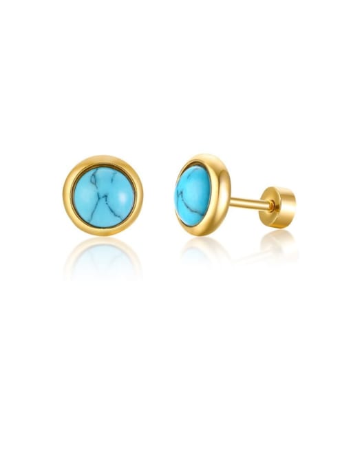 Style 4 316L Surgical Steel Turquoise Round Vintage Stud Earring