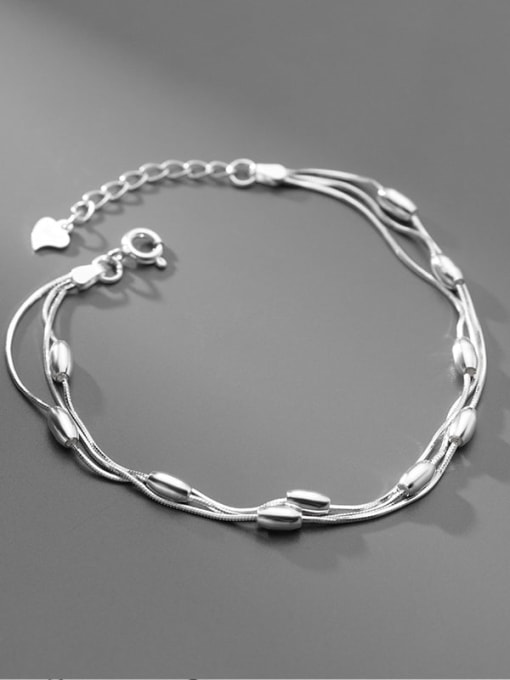Rosh 925 Sterling Silver Round Minimalist Strand Bracelet 2