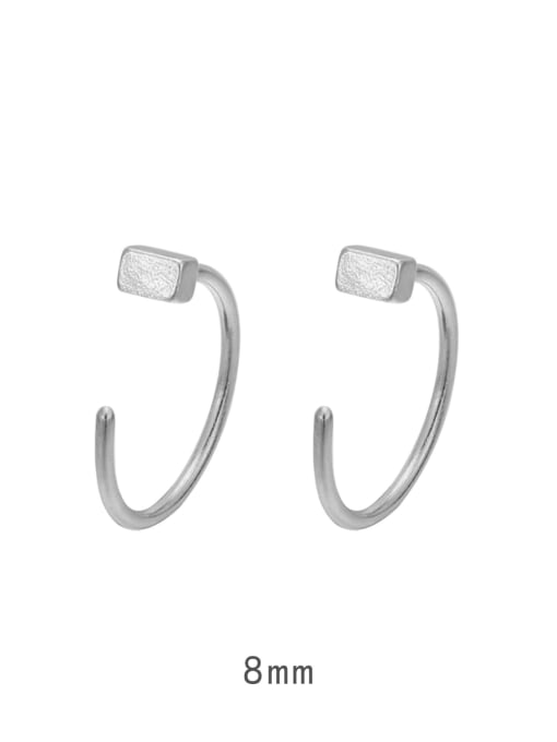 Small white gold 925 Sterling Silver Geometric Minimalist Stud Earring