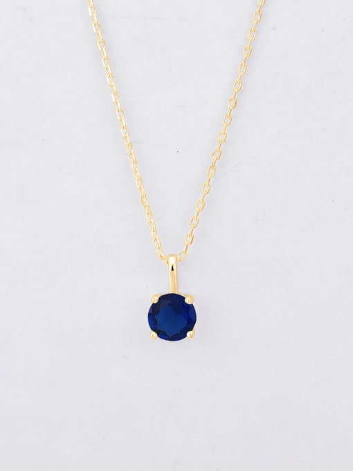 Blue steel glass Yellow Gold 925 Sterling Silver Cubic Zirconia Geometric Minimalist Necklace