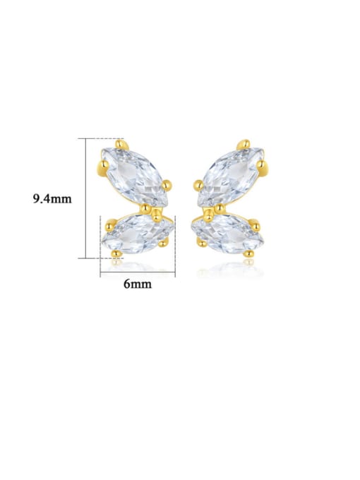 SE23021701 18K 925 Sterling Silver Cubic Zirconia Water Drop Dainty Stud Earring