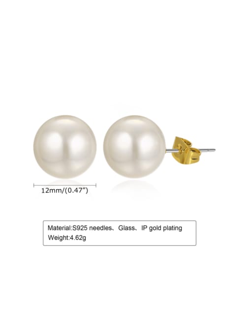CONG Stainless steel Imitation Pearl Geometric Minimalist Stud Earring 2
