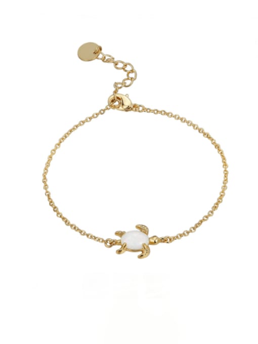 Gold synthetic auspicious Bracelet Brass Opal Turtle Cute Link Bracelet