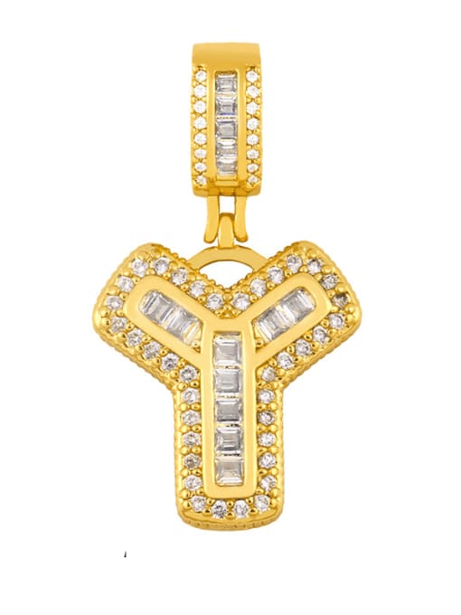 Y (excluding chain) Brass Letter  Cubic Zirconia Vintage Pendant