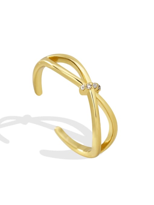 Gold Cross Ring Brass Rhinestone Cross Minimalist Stackable Ring
