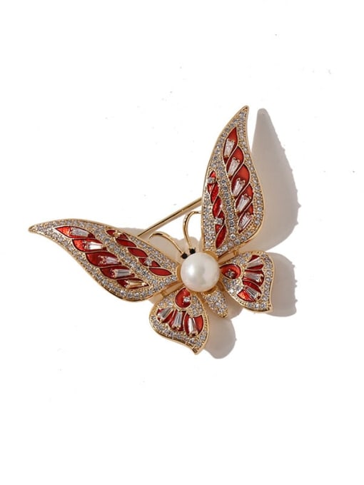My Model Copper Cubic Zirconia Multi Color Enamel Butterfly Luxury Brooches 1