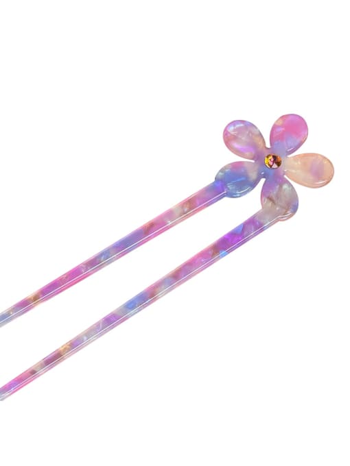 Chimera Cellulose Acetate Minimalist Flower Multi Color Bun Hair Hairpin 2