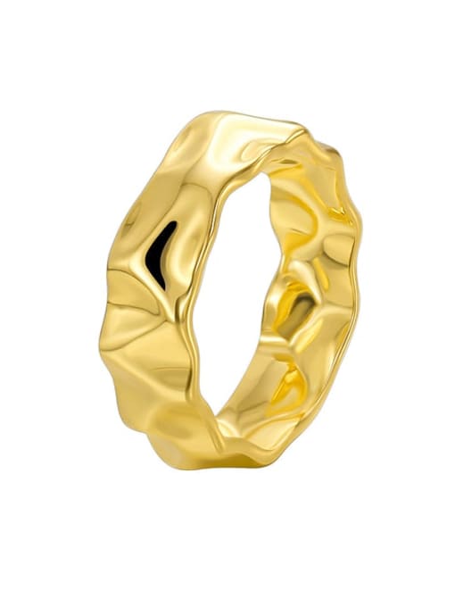 Gold Beat Pattern Ring Brass Geometric Minimalist Band Ring