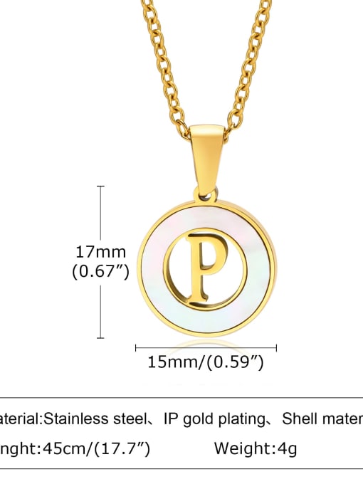 P letter 45CM Stainless steel Shell Letter Minimalist Necklace