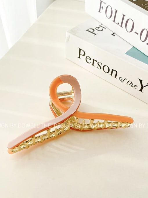 Korean pink color block 12cm Cellulose Acetate Minimalist Geometric Alloy Jaw Hair Claw