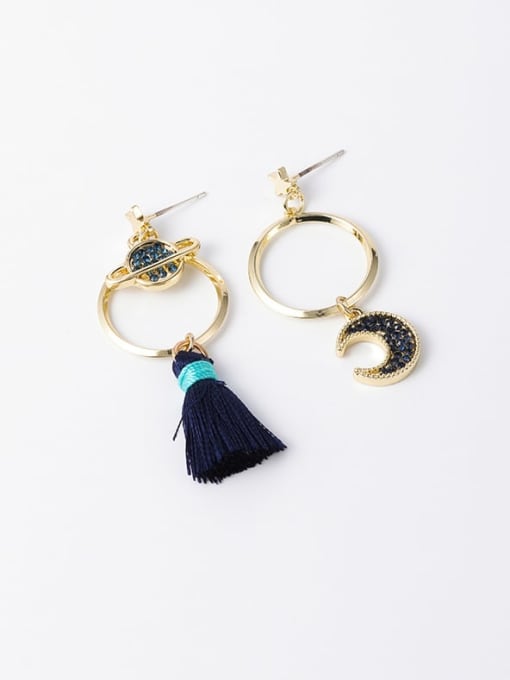 B blue Alloy With Gold Plated Fashion Moon Drop Earrings